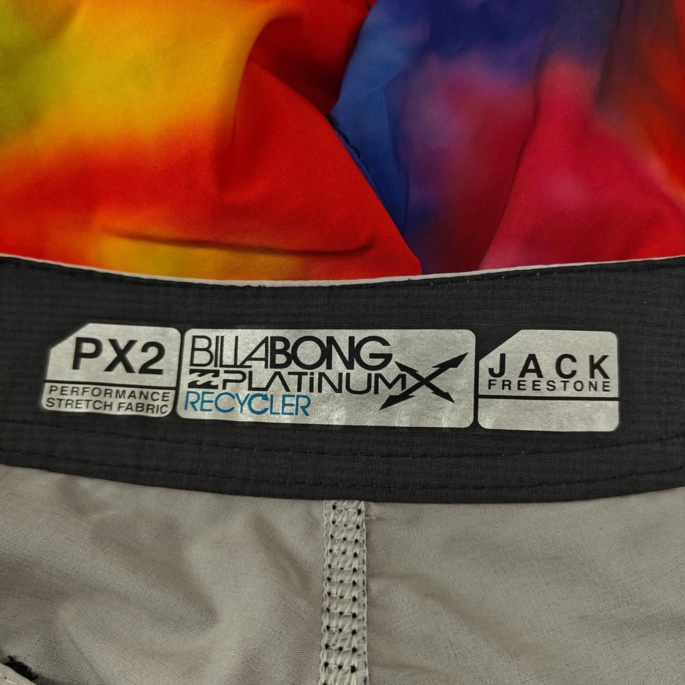 Billabong Board Shorts Mens 34 Rainbow Tie Dye Platinum X PX2 Stretch H2 Repel - Picture 7 of 12